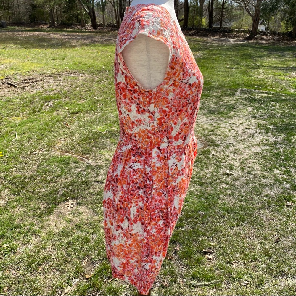 MADEWELL DRESS FIT & FLARE MINI CORAL CREAM LACE CAP SLEEVE Size 2 - Picture 5 of 7